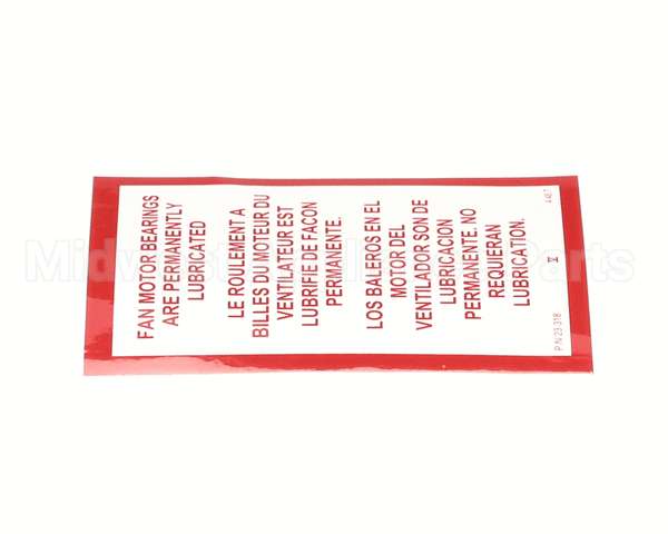 23318 Ultrafryer Decal, Fan Motor Wht Vinyl