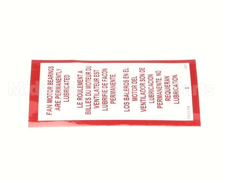23318 Ultrafryer Decal, Fan Motor Wht Vinyl