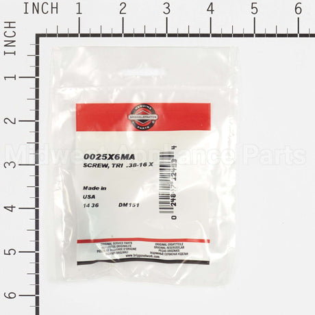 25X6MA Briggs & Stratton Screw Tri  .38-16 X