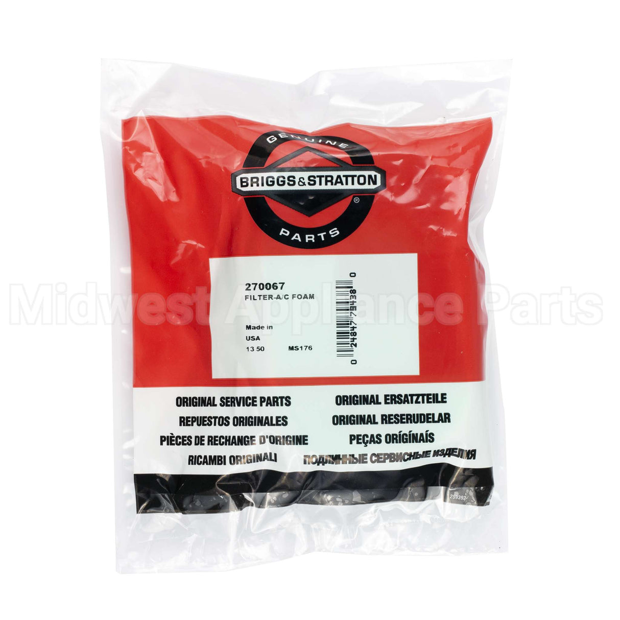 270067 Briggs & Stratton Filter-A/C Foam