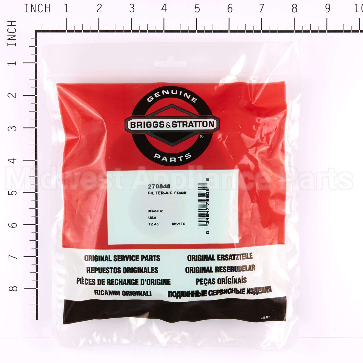 270848 Briggs & Stratton Filter-A/C Foam