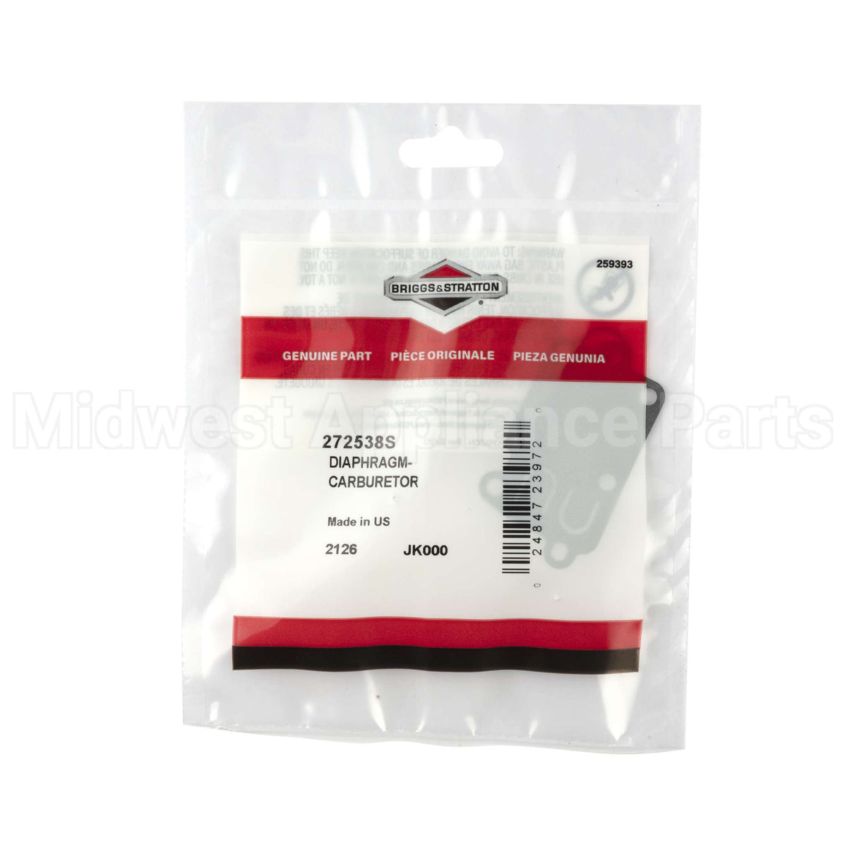 272538S Briggs & Stratton Diaphragm-Carburetor