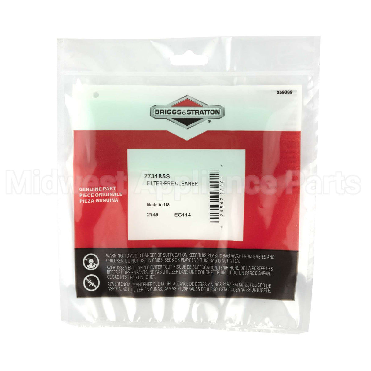 273185S Briggs & Stratton Filter-Pre Cleaner