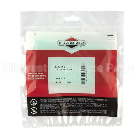 273356S Briggs & Stratton Filter-A/C Foam