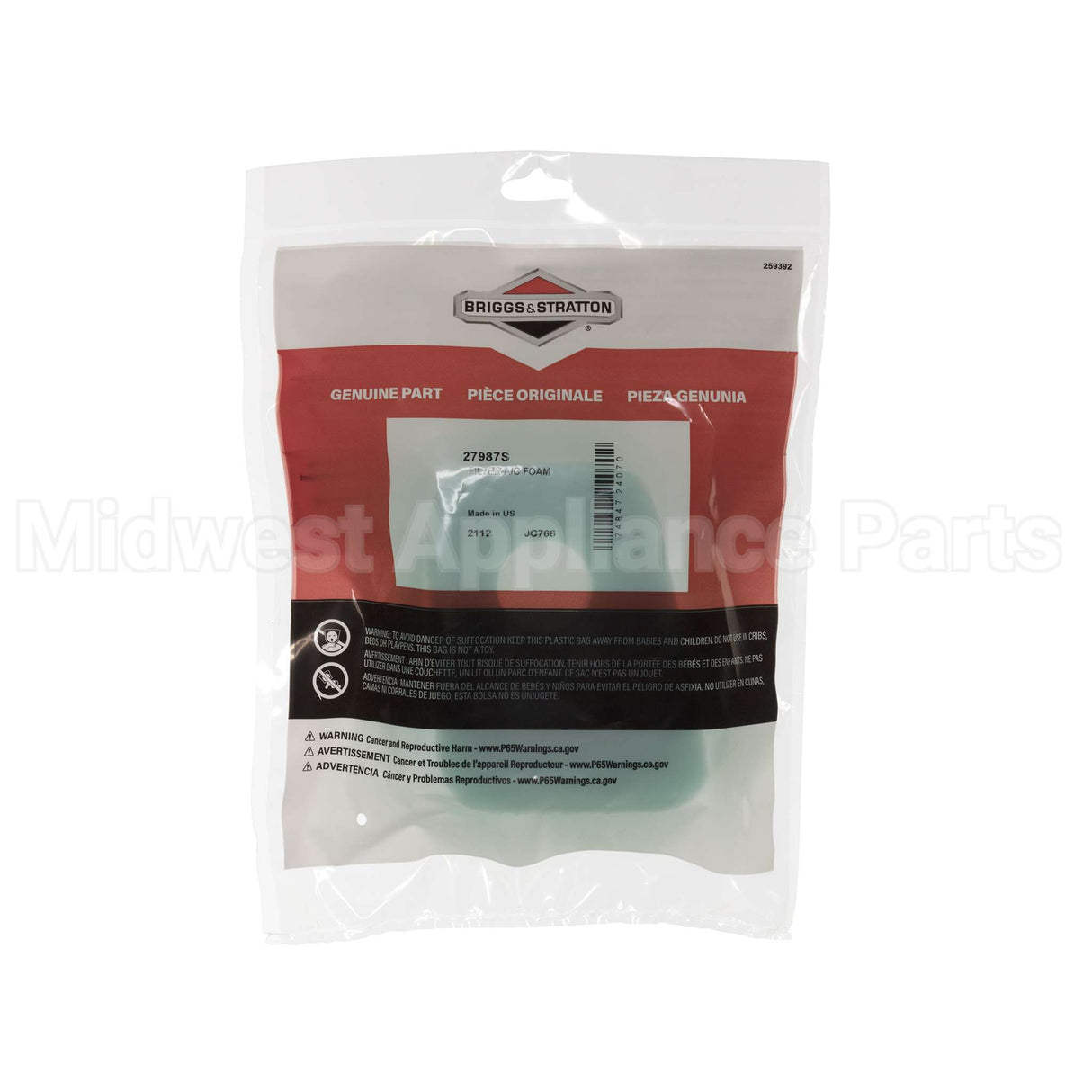 27987S Briggs & Stratton Filter-A/C Foam