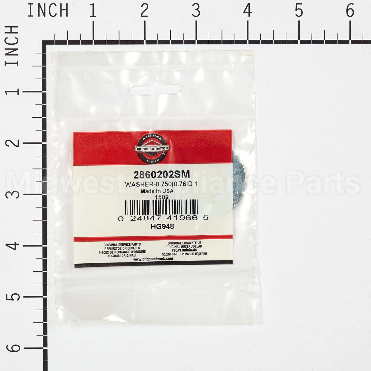 2860202SM Briggs & Stratton Washer-0.750(0.76Id 1