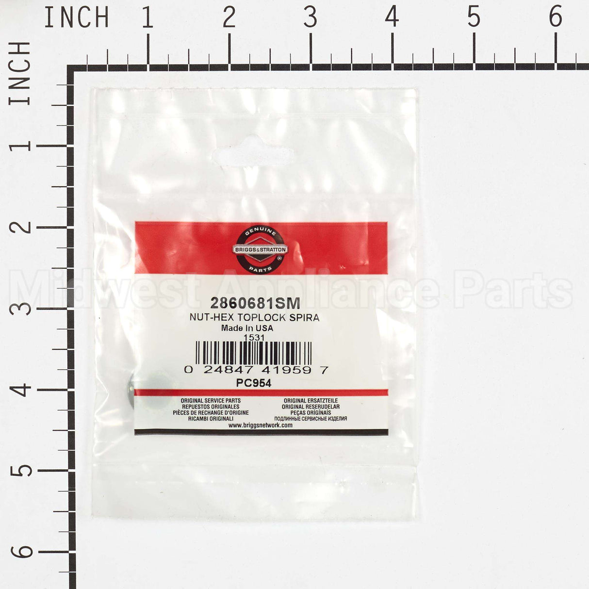 2860681SM Briggs & Stratton Nut-Hex Toplock Spira