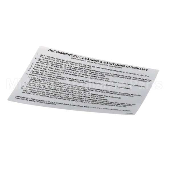 324509 Compatible Stoelting Decal Cleaning (Ss Shake)