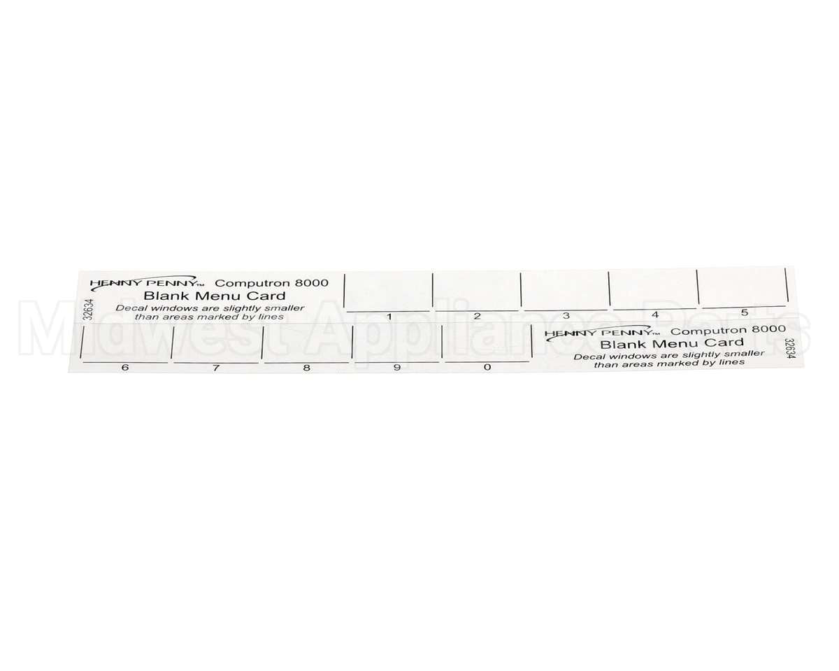 32634 Henny Penny Menu Card-C8000 Blank