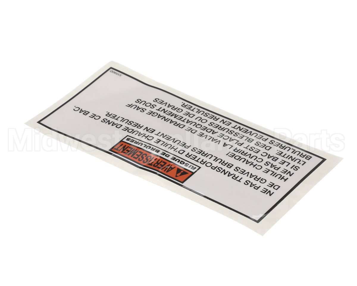 33590 Henny Penny Label-Warning Drain Pan, Fre