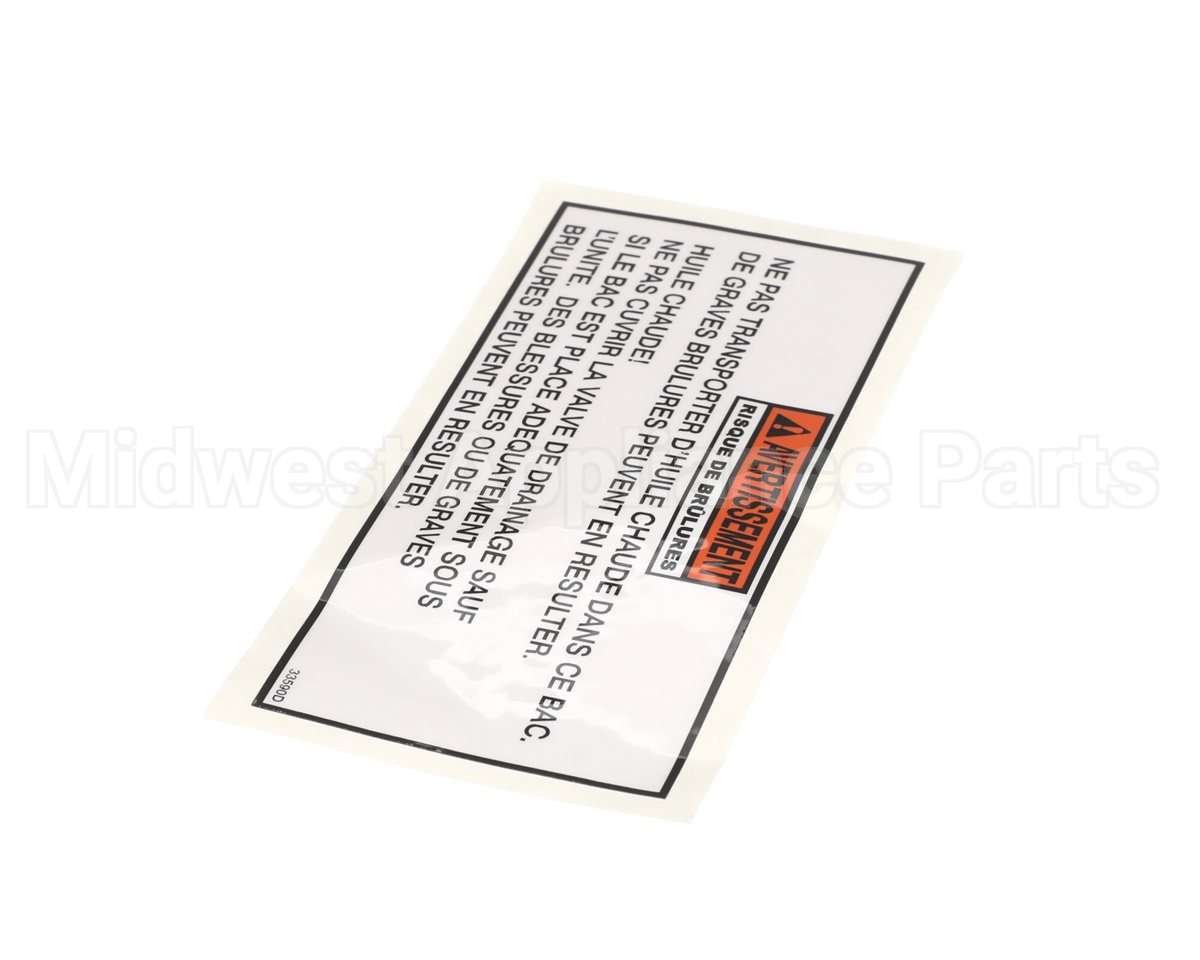 33590.0000 Henny Penny Label-Warning Drain Pan Fre