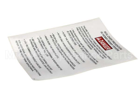 37332 Henny Penny Label-Boilover Prevention, Gm