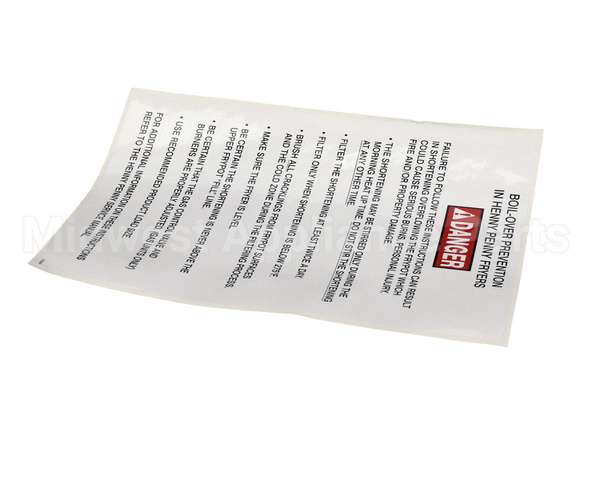 37332 Henny Penny Label-Boilover Prevention, Gm