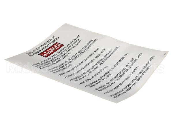 37332 Henny Penny Label-Boilover Prevention, Gm