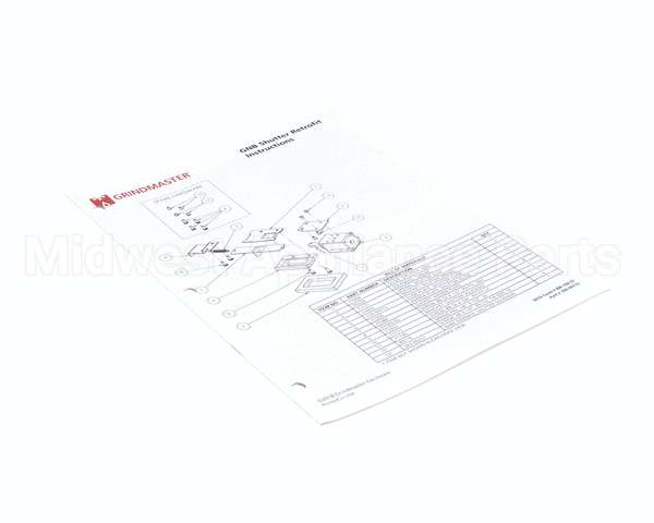 390-00173 Grindmaster Cecilware Instructions Shutter Kit Gnb