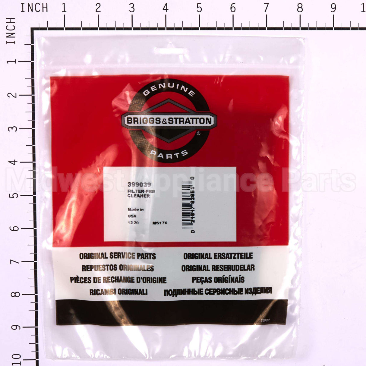 399039 Briggs & Stratton Filter-Pre Cleaner
