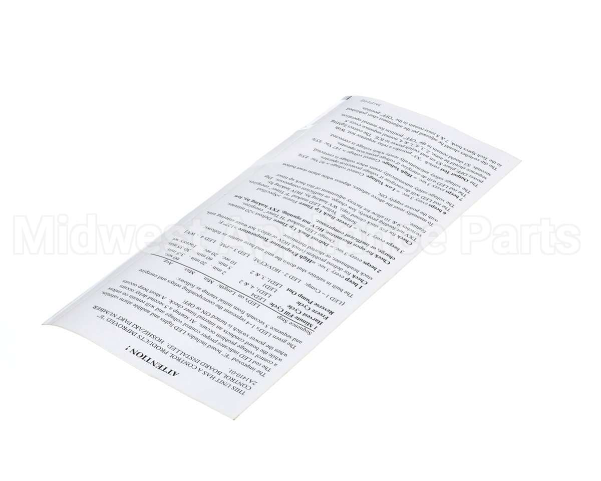 3A1272-01 Hoshizaki Control Box- Label