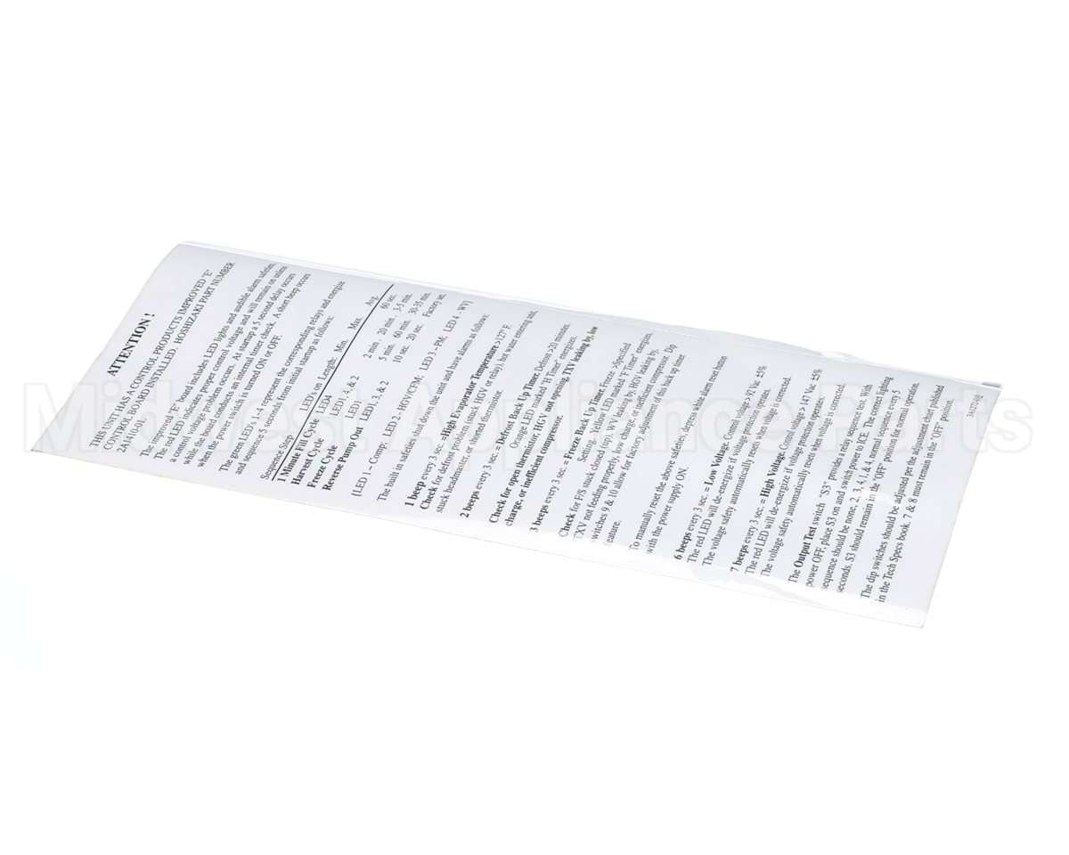 3A1272-01 Hoshizaki Control Box- Label