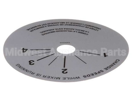 4400349 Univex Label,Srm20-40 Speed Control (98)(P)