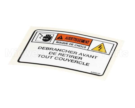 44903 Henny Penny Label-Warn. Disc. Power French
