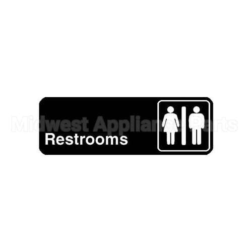 4517 Compatible Vollrath Sign, Rest Rooms, Black, 3X9"