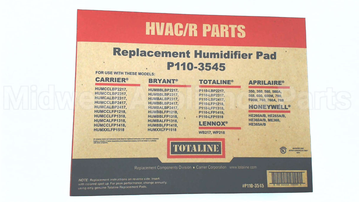 P110-3545 Carrier 13"X10"X1 3/4" Humidifier Pad
