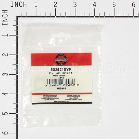 5025210YP Briggs & Stratton Pin Hair .0915 X 1-7/8