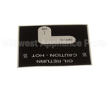 50787 Henny Penny Label - Oil Return