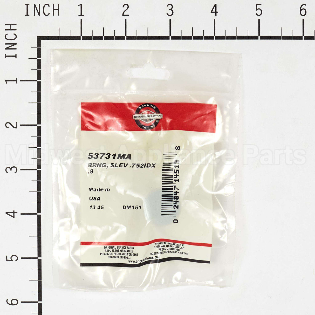 53731MA Briggs & Stratton Brng Slev .752Idx .8