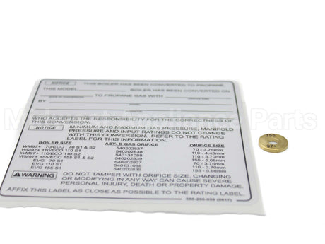 540-202-839 Weil Mclain Wm97+/Eco 155 Lp Orifice Assy