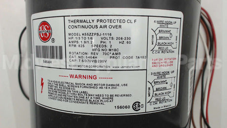 5464H Nidec-Us Motors 208-230V 825Rpm 1/3-1/6Hp Mtr