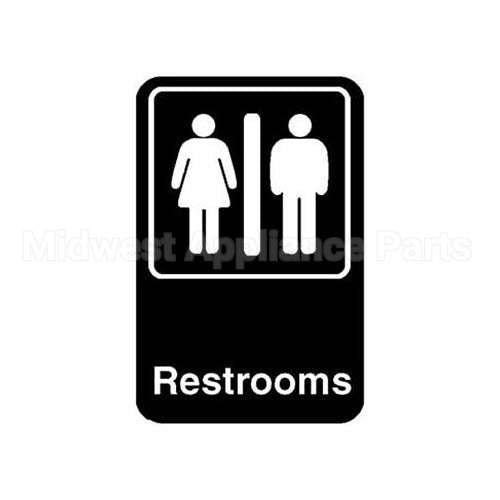 5617 Compatible Vollrath Sign, Restrooms, Black, 6X9"
