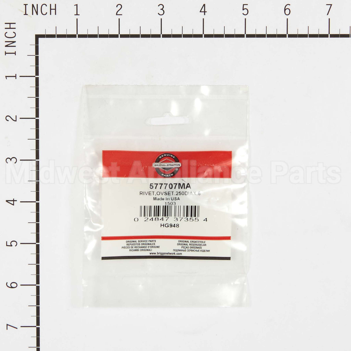 577707MA Briggs & Stratton Rivetovset.250Diax.6