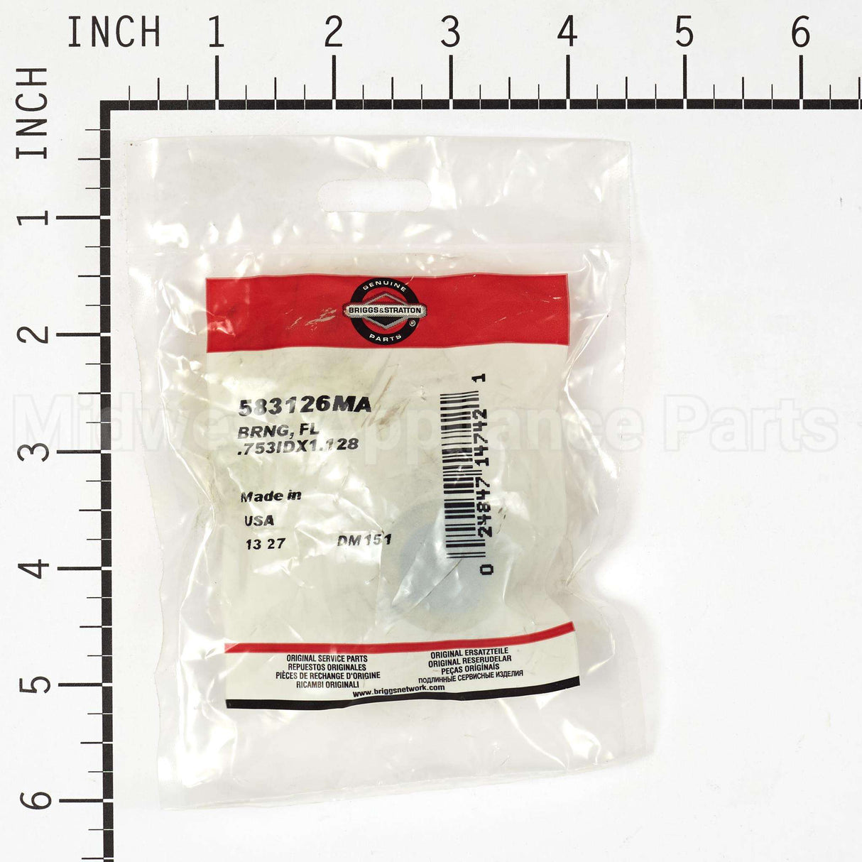 583126MA Briggs & Stratton Brng Fl .753Idx1.128