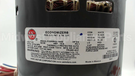 5845 Nidec-Us Motors 3/4Hp 1075Rpm 115V 48Z Oao