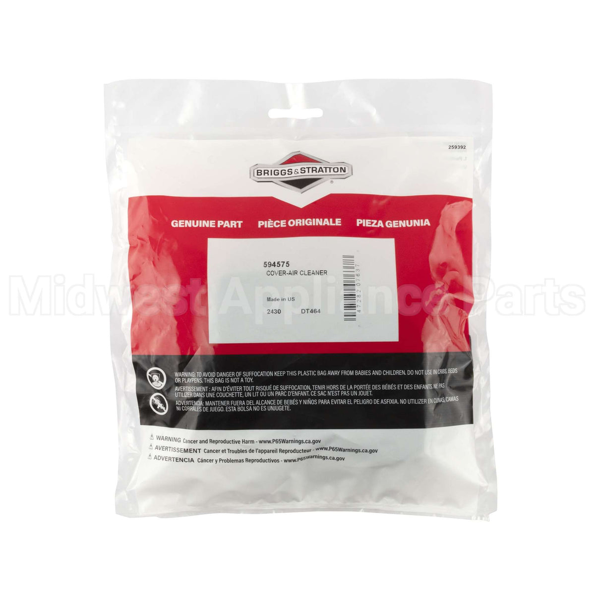 594575 Briggs & Stratton Cover-Air Cleaner