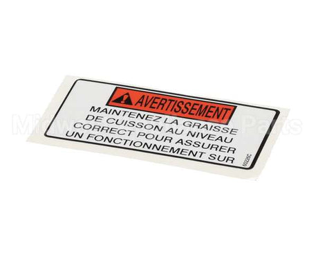 60226 Henny Penny Label-Oil Level Warning, Fre