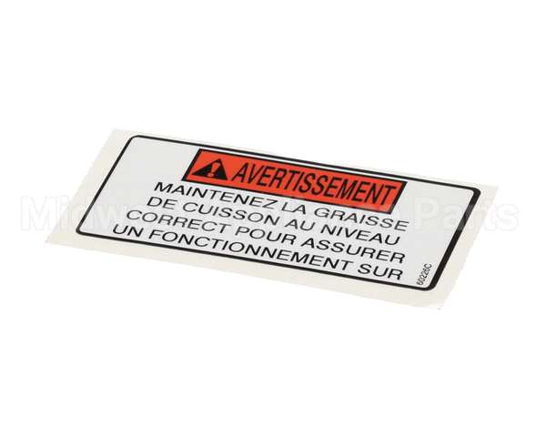 60226 Henny Penny Label-Oil Level Warning, Fre