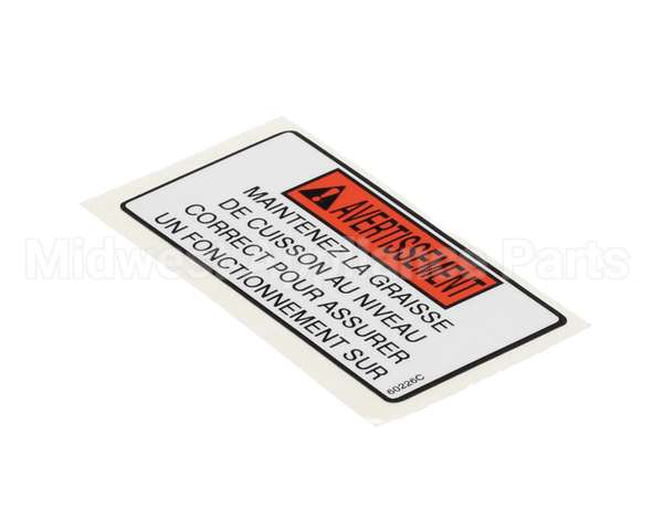 60226 Henny Penny Label-Oil Level Warning, Fre