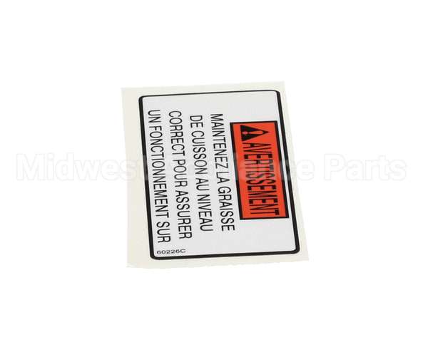 60226 Henny Penny Label-Oil Level Warning, Fre