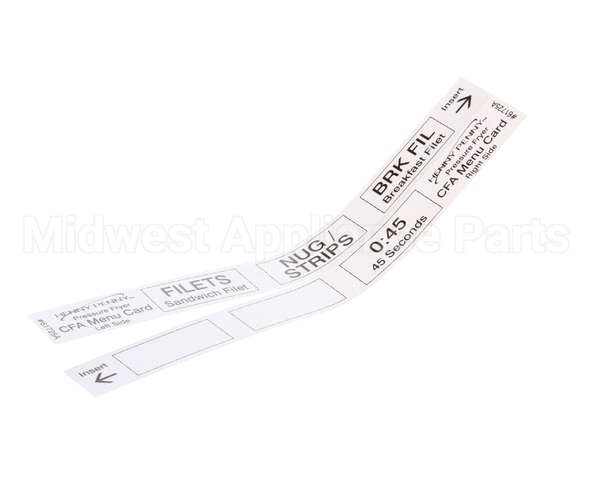 61725 Henny Penny Menu Card-Cfa Pressure Fryer