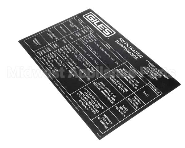 64454 Giles Label, Air Filter Maintenance, Vh Units
