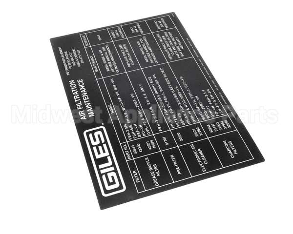 64454 Giles Label, Air Filter Maintenance, Vh Units