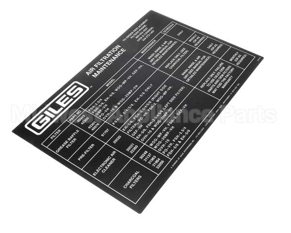 64454 Giles Label, Air Filter Maintenance, Vh Units
