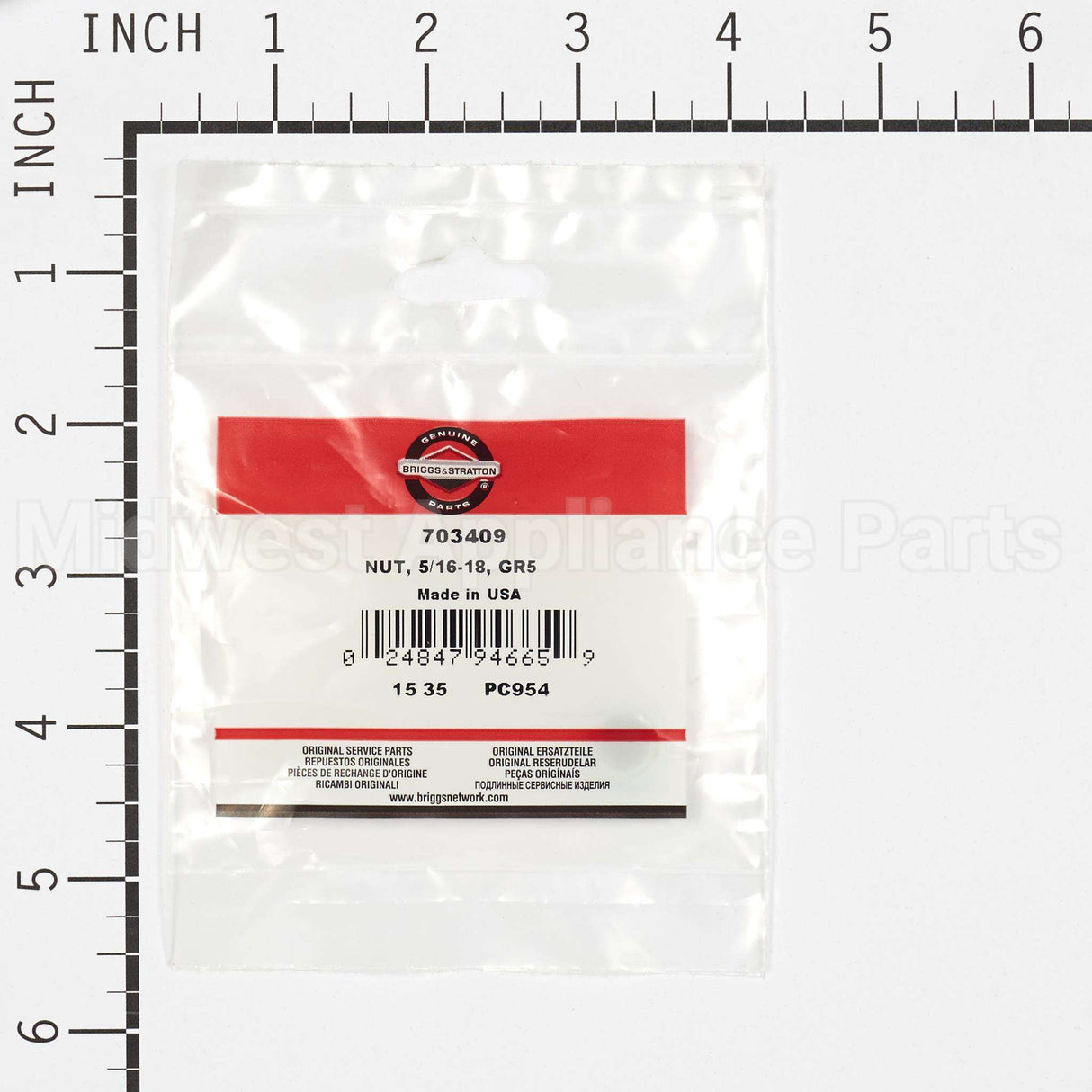 703409 Briggs & Stratton Nut 5/16-18 Gr5