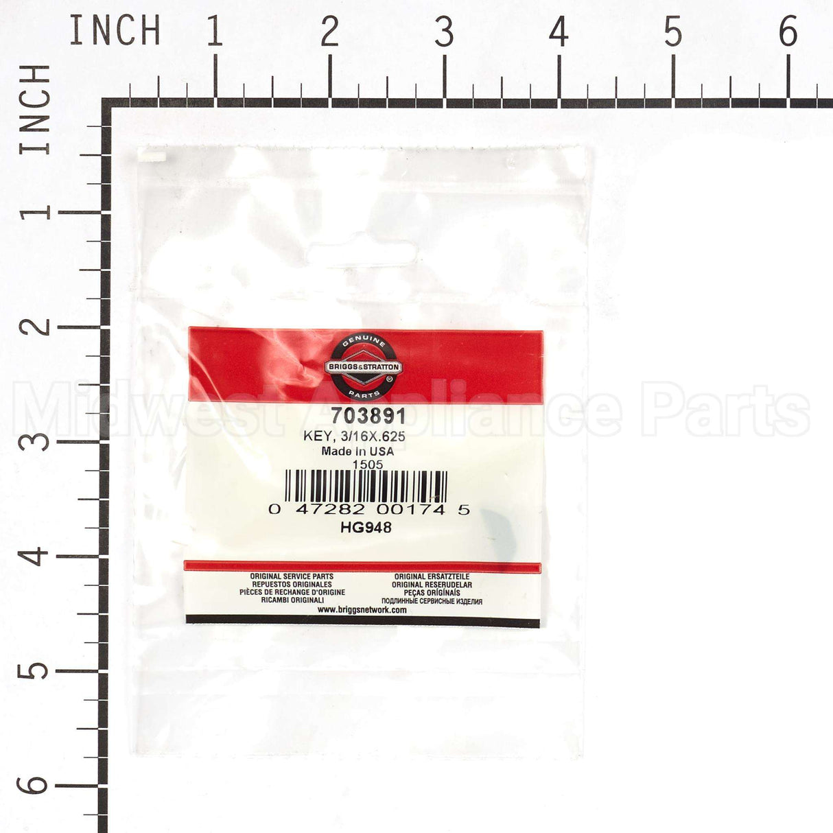 703891 Briggs & Stratton Key 3/16X.625