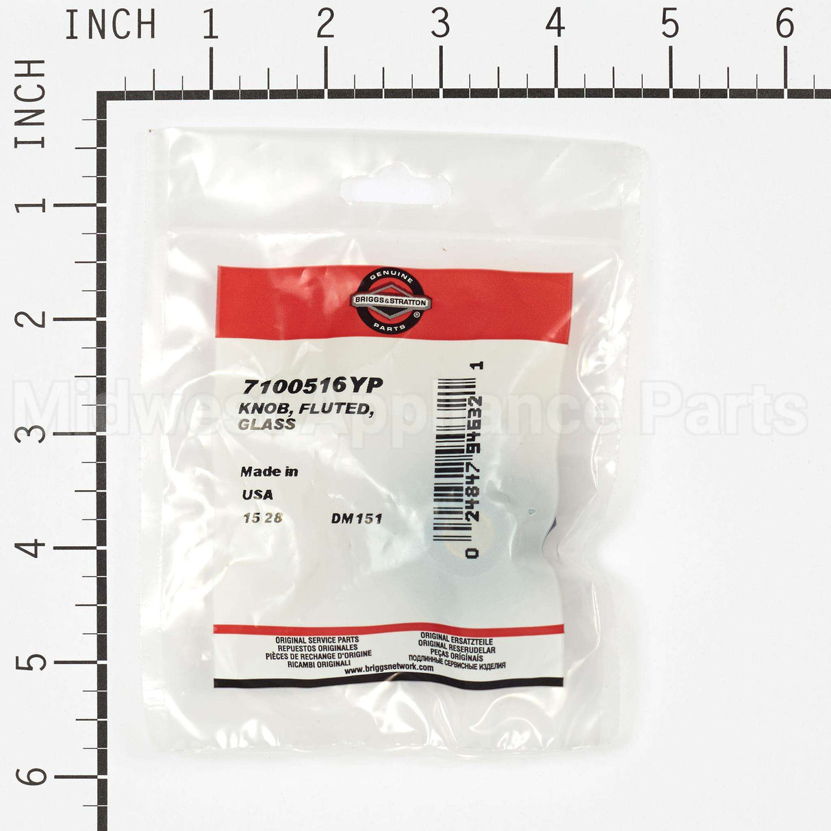 7100516YP Briggs & Stratton Knob Fluted Glass