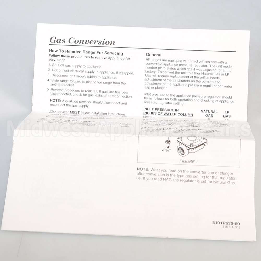 74009923 Whirlpool Kit Natural To Lp
