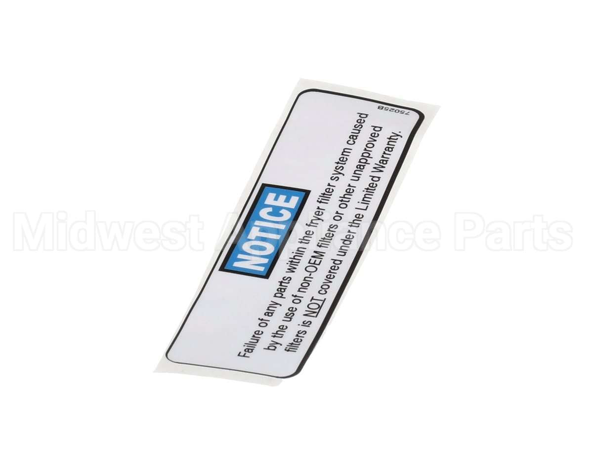 75025 Henny Penny Label - Filter Notice