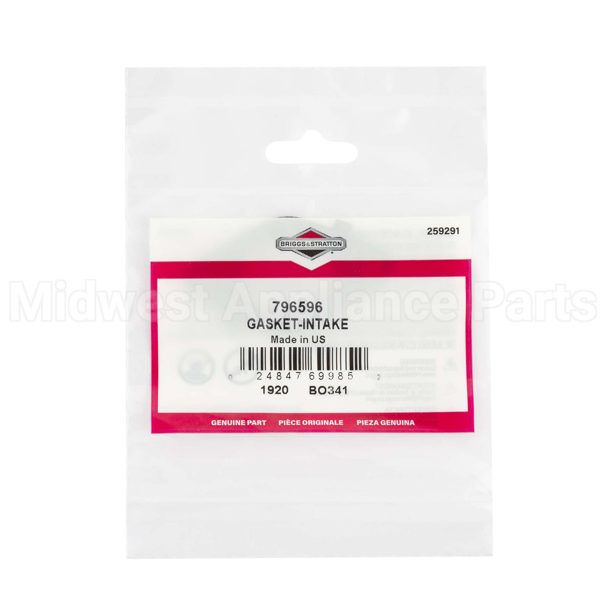 796596 Briggs & Stratton Gasket-Intake
